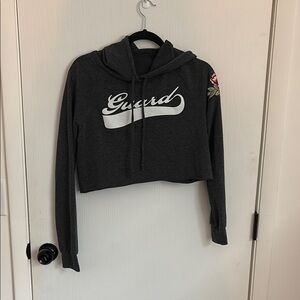 Gray Women's Hoodie with Floral Detail